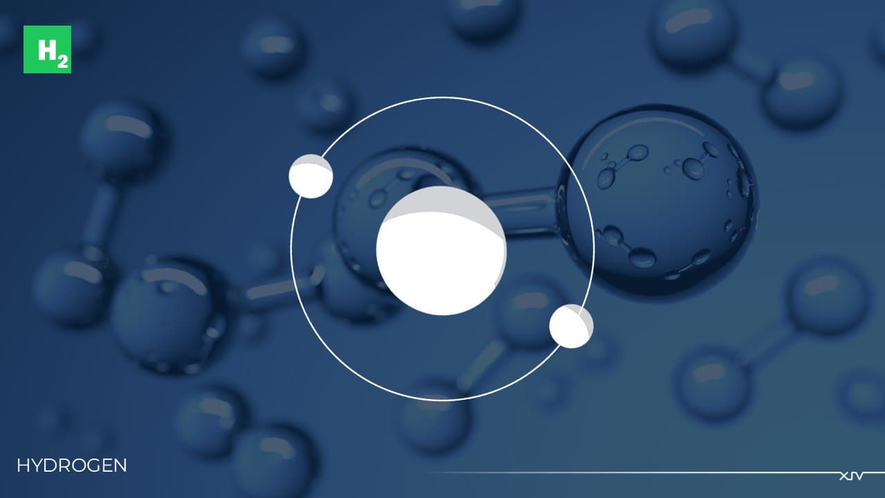 A diagram of a hydrogen molecule, two atoms bonded together