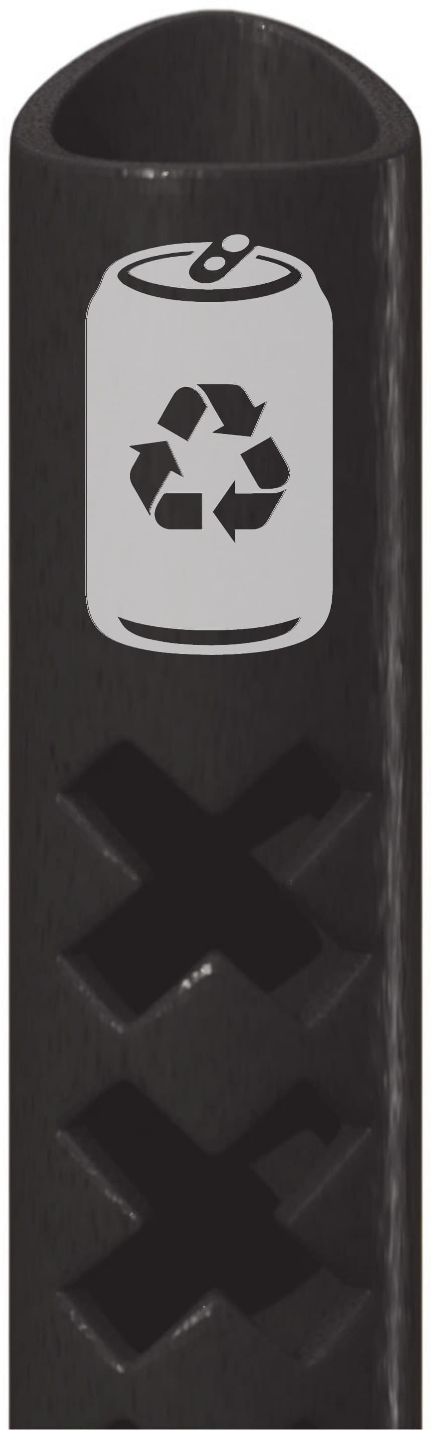 The statiepaal object: a bollard holding four to nine cans or bottles
