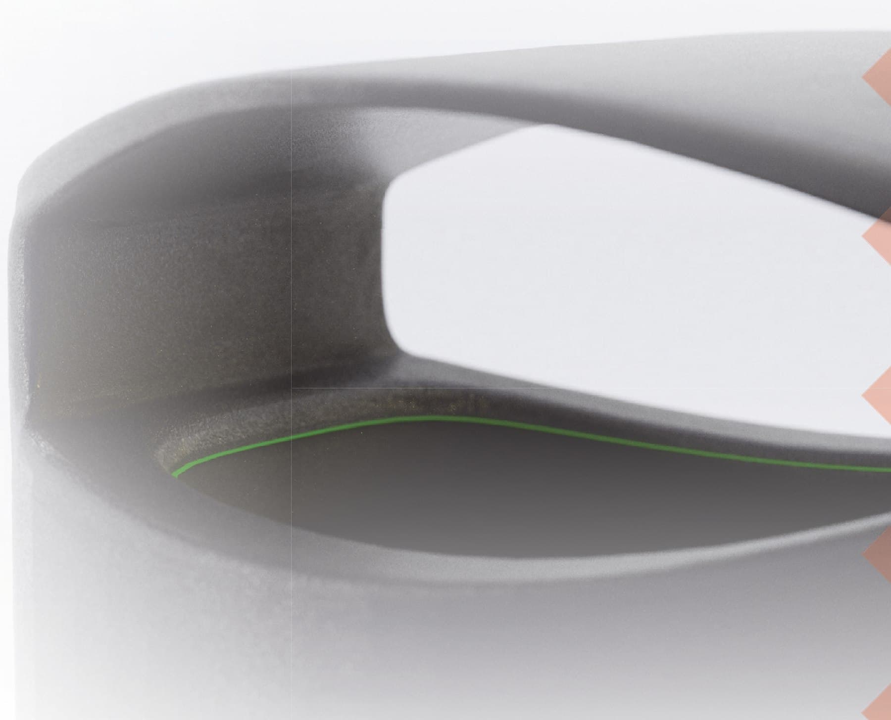 Close-up of the bin's rim showing a dedicated curved slot for deposit packaging
